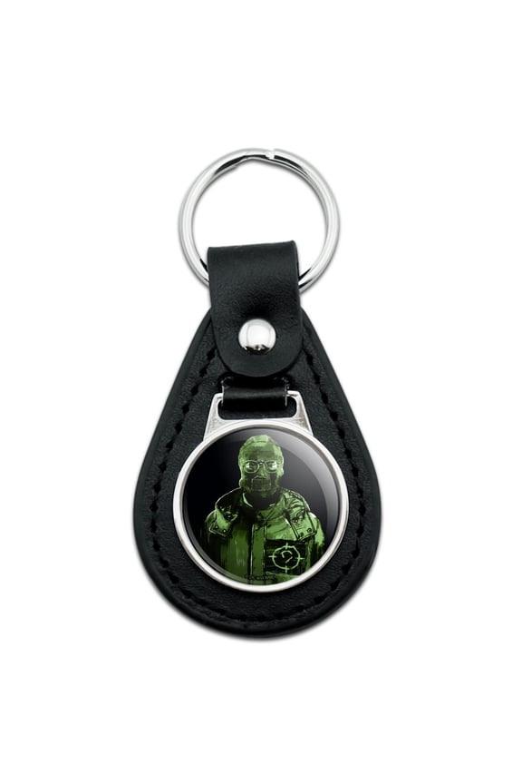 Black Leather The Riddler Headshot Keychain