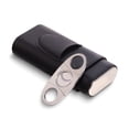 thumbnail image 1 of Black Leather Three Cigar Holder with Stainless Steel Cutter Set, 1 of 3