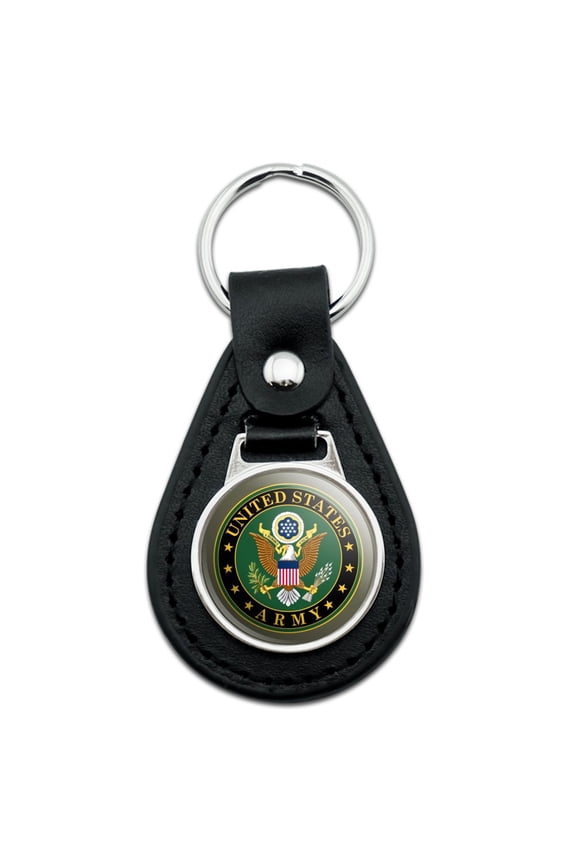 U.S. Army United States Army Eagle Logo Black Leather Keychain