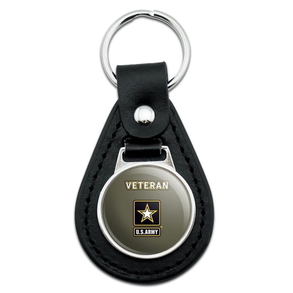 U.S. Army Veteran Logo Black Leather Keychain