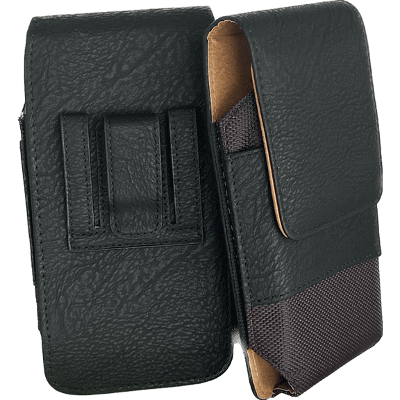 Black Leather Vertical Belt Loop Case is Compatible with T-Mobile OnePlus 10T with a thin cover on