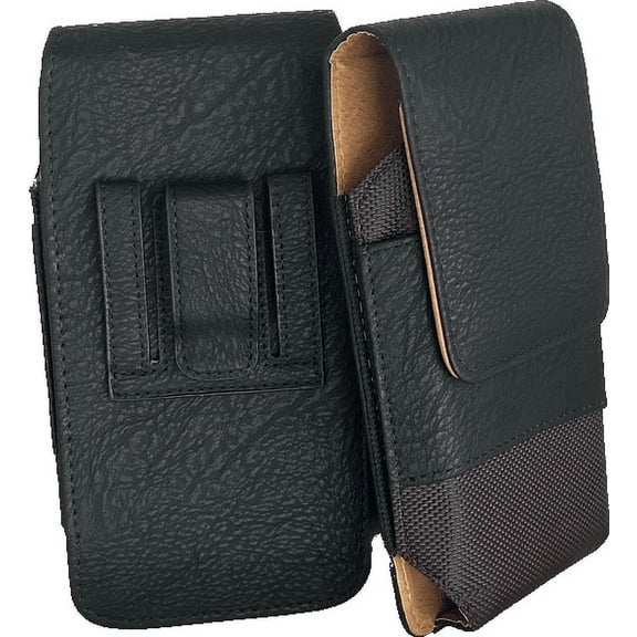Black Leather Vertical Belt Loop Case is Compatible with T-Mobile OnePlus 10T with a thin cover on