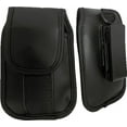 thumbnail image 1 of Black Leather Vertical Case with Pinch Clip fits LG Exalt LTE Flip Phone, 1 of 6