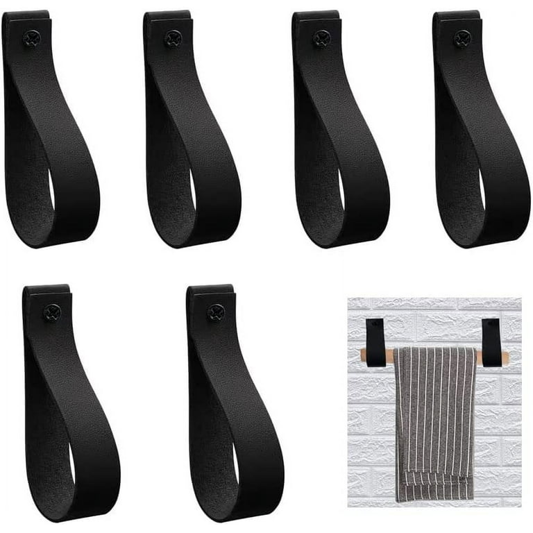 Black Leather Wall Hooks, Leather Curtain Rod Holder, Faux Leather Straps  for Wall Hanging Boho Pole Wall Blanket Towel Wall Decor Oar Horizontal  Paddle Display Strap Hangers DIY 6 Pcs (Black 6) 