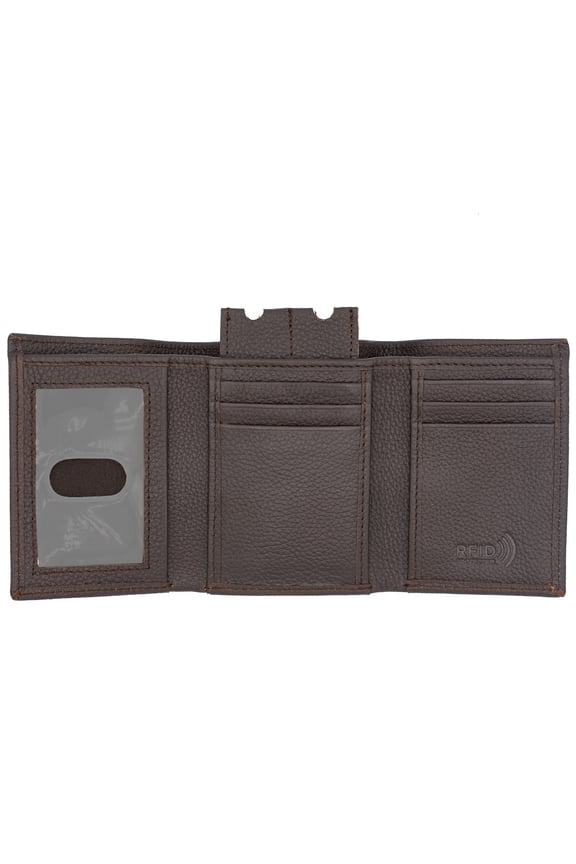 Black Leather Wallet Trifold Wallets for Men with Window ID & Key Holder RFID Safe Wallet