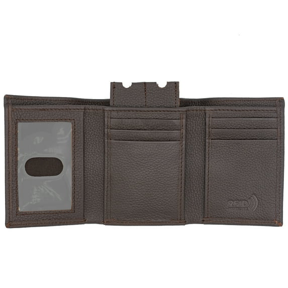 Black Leather Wallet Trifold Wallets for Men with Window ID & Key Holder RFID Safe Wallet