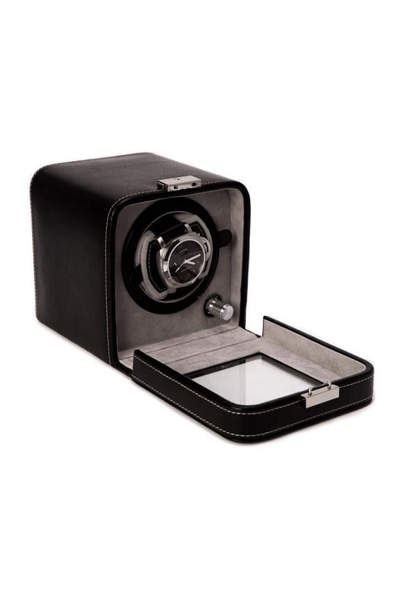 Black Leather Watch Winder - 6L x 5.25W x 5.5H in.