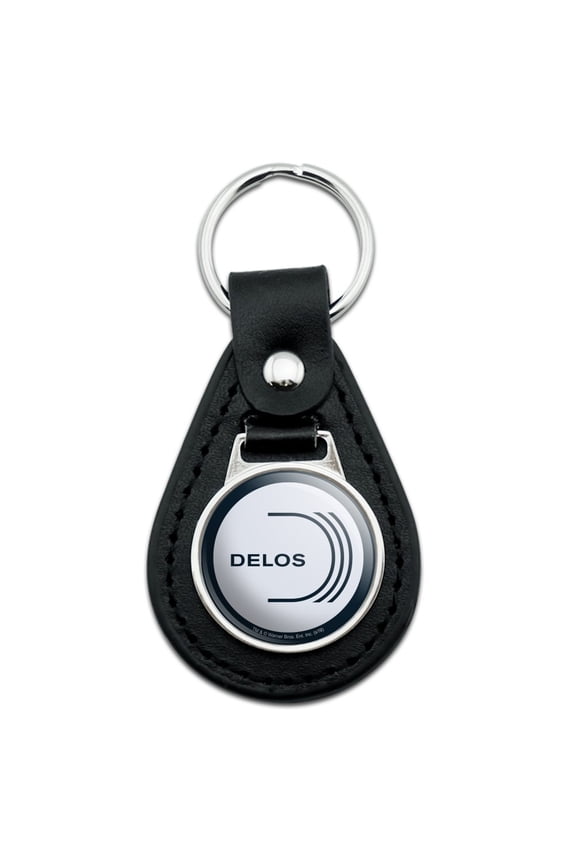 Black Leather Westworld Delos Logo Keychain