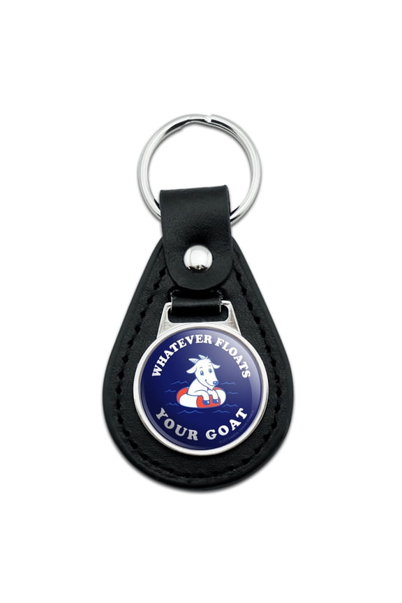 Black Leather Whatever Floats Your Goat Boat Funny Humor Keychain