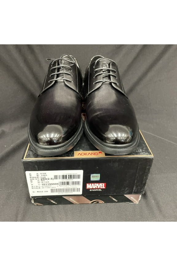Black Leather Wing Tip Lace Up Mens Shoes Size 7 Iron Man Theme
