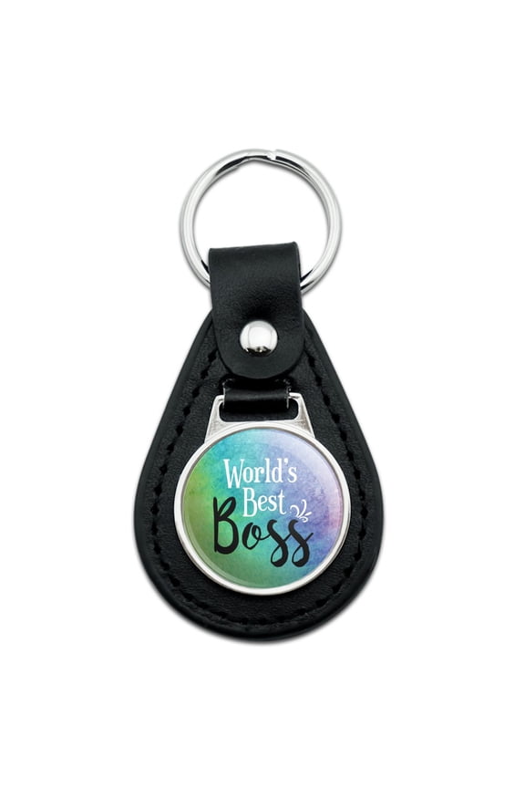 Black Leather World's Best Boss Keychain