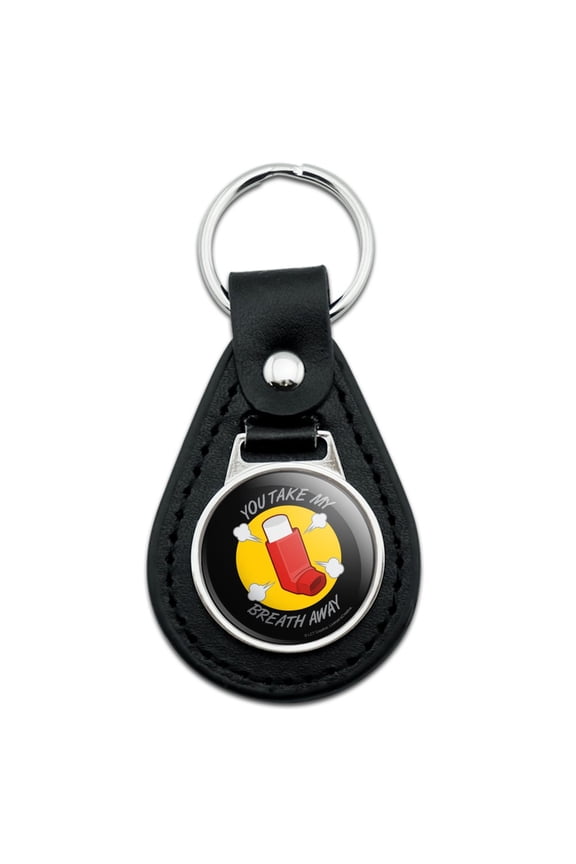Black Leather You Take My Breath Away Asthma Inhaler Funny Humor Keychain