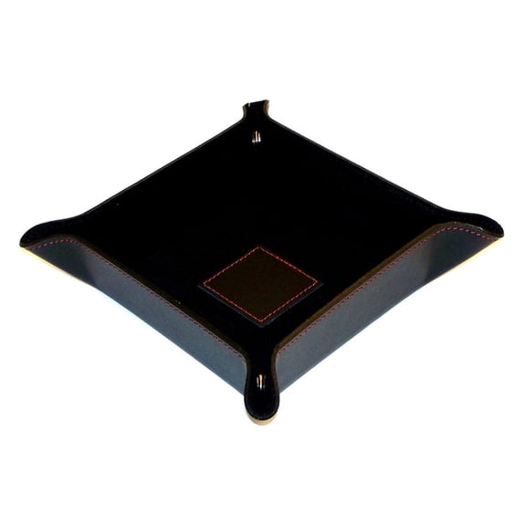 Black Leather with Red Stitching Pigskin Lined Snap Valet Tray QGM21273