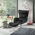thumbnail image 1 of Black LeatherSoft High Back Swivel Wing Chair and Saddle Style Wing Ottoman Set, 1 of 10