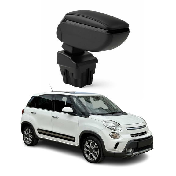 Black Center Console Armrest for Fiat 500L 2014-2020 Black Sliding 1Pc