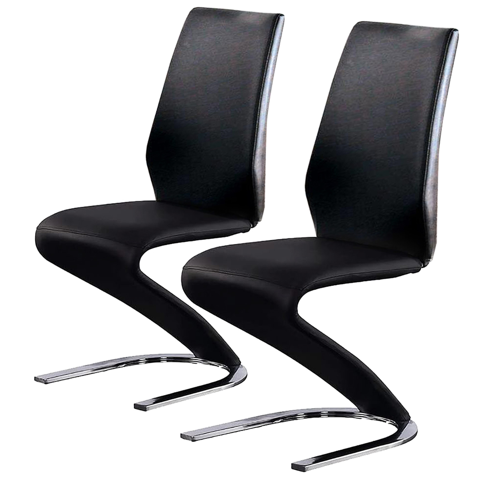 Lacking Style Black Leatherette Side Chairs | Used in Dining Room | Z - Shaped Metal ...