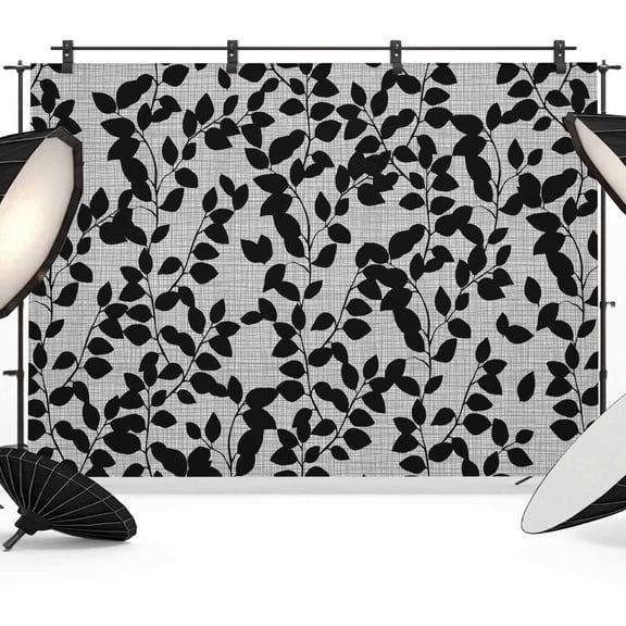 Black Leaves Backdrop for Photography, Branch Pattern Photo Backdrop Portrait Background Party Banner Photo Backgrounds for Studio Booth Props, 7x5ft