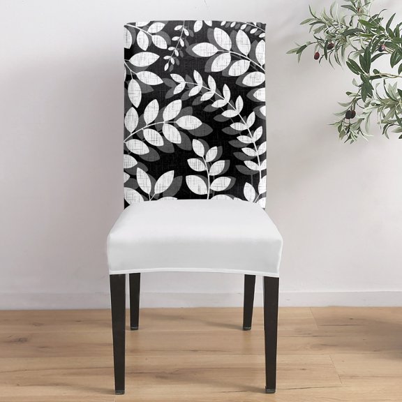 Black Leaves Dining Chair Covers Set of 1, Farmhouse Branch Botanical Summer Rustic Chair Covers for Dining Room Removable Seat Protectors Slipcovers for Home Party Wedding Banquet