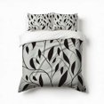 thumbnail image 1 of Black Leaves Elegant Floral Pattern Bedding Set 3 Pcs Soft Microfiber Quilt Cover For Bedroom Decor, Comforter Cover With 2 Pillowcase, 1 of 5