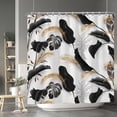 thumbnail image 1 of Black Leaves Shower Curtain Bohemian Style Shower Curtain for Bathroom Tropical Leaves Boho Floral Shower Curtains Bathtub Living Room Decor Bathroom Decorations with Hooks 72x72 Inches, 1 of 6