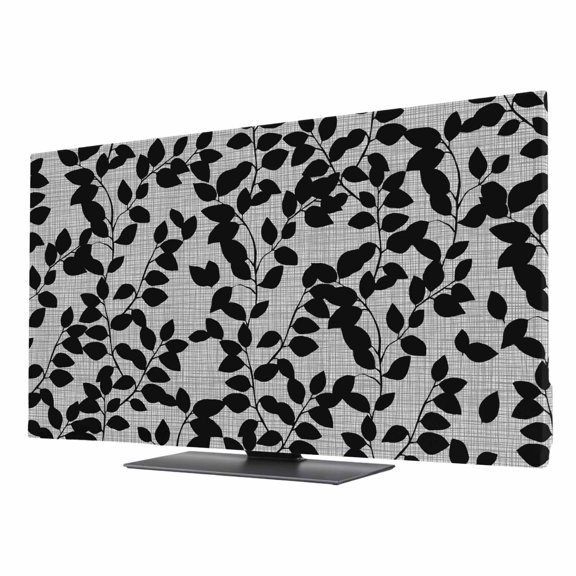 Black Leaves TV Dust Cover 24 Inch, Branch Pattern Computer Monitor Cover Dustproof Stretchable Indoor TV Screen Protector for LED LCD Universal Monitors