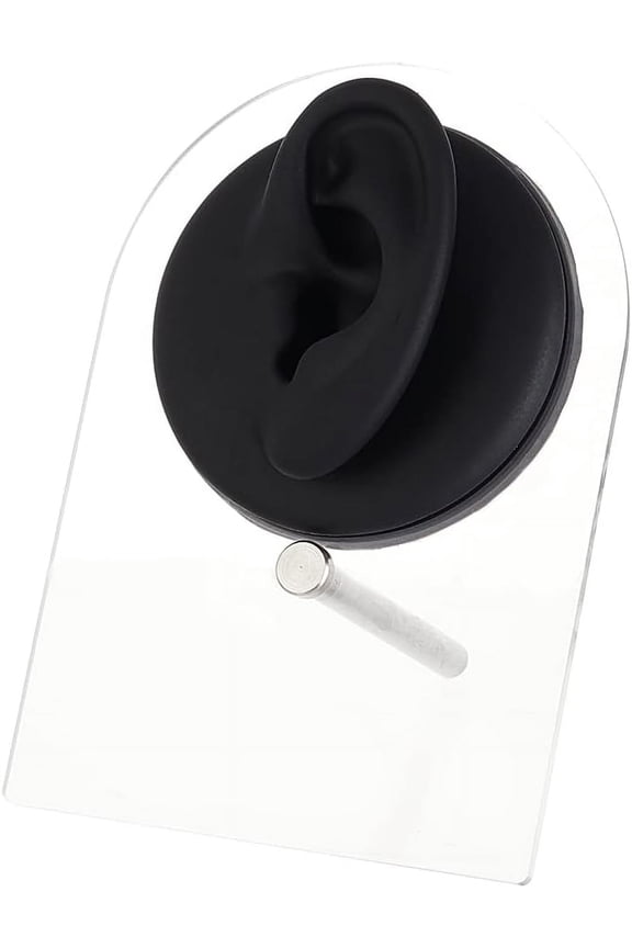 Black Left Ear Displays Model Silicone Ear Model Rubber Ear Silicone Flexible Ear Model with Acrylic Display Stands