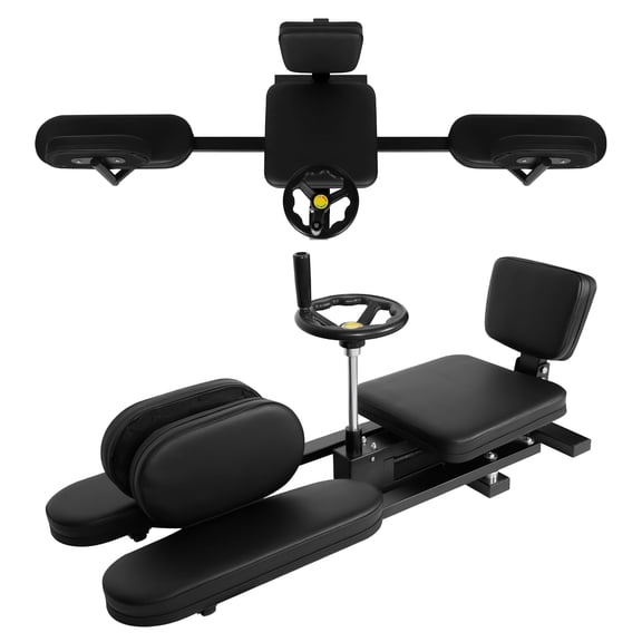Black Leg Stretcher with 360° Casters & 62.2" Length, Leg Stretching Split Machine with Steel Frame & 330 LBS Capacity, Flexibility Stretching Machine with 6" PU Cushion & 0~240° Range, for Gym, Home
