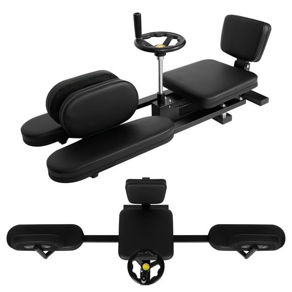 Black Leg Stretcher with 62.2" Length & Steel Frame, 330 LBS Leg Stretching Split Machine with 0~240 Range & 6" PU Cushion, Flexibility Stretching Machine with 360 Casters, for Gym