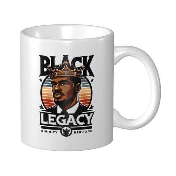 Black Legacy Dignity Heritage Ceramic Coffee Mug, Black History Month Gift for Black Women Men - 11oz Tea Mug, Empowering African American Tea Cup, Melanin Gifts