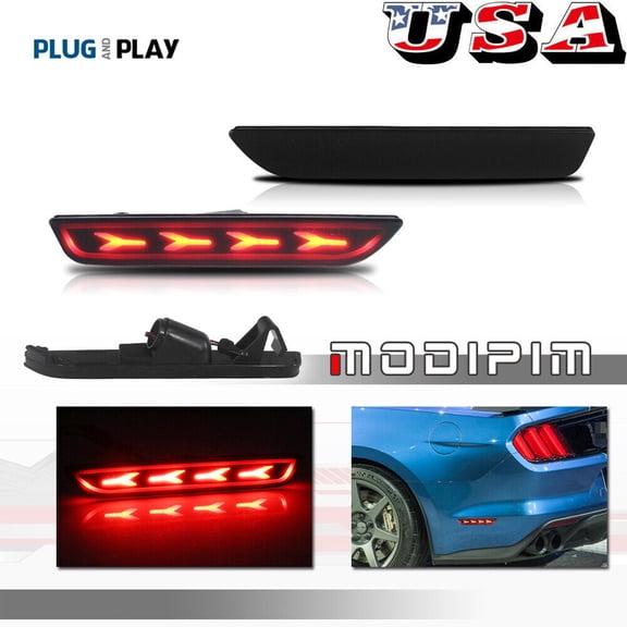 Black Lens Bone Type Rear Bumper Side Marker LED Lights for 2010-14 for Ford Mustang -