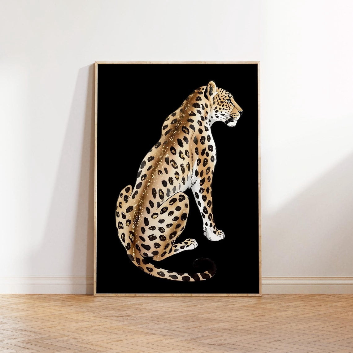 Black Leopard Animal Print Trendy Wall Art, Unframed Canvas Size 8x12 ...