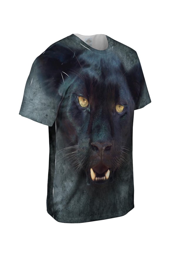 Black Leopard Face Mens T-Shirt All Over Print