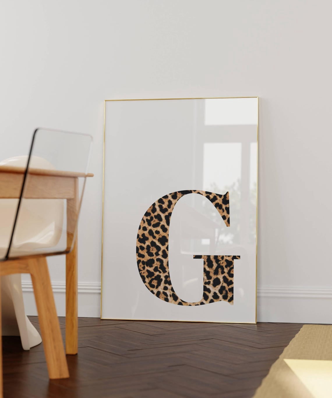 Leopard Print Monogram Black Leopard Letter G Wall Art Print, Cheetah Monogram And Trendy Dorm ...