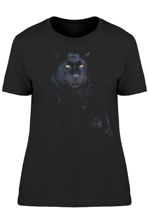 Black Leopard Looking At Front T-Shirt Women -Image by Shutterstock, Female Small