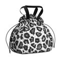 thumbnail image 1 of Black Leopard Pattern Drawstring Lunch Bag Women - Drawstring Lunch Bag Insulated for Work Office - Stain-Resistant Large Lunchbags for Women with Multi-Pockets, 1 of 6