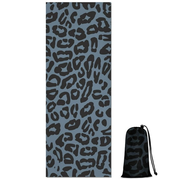 Black Leopard Pattern Hot Yoga Mat Towel Non Slip for Hot Yoga - Quick-Drying Yoga Mat Cover with 4 Corner Pockets with Travel Bag - Hot Yoga Towel Non Slip Grip Moisture Wicking Sweat 70"x26"