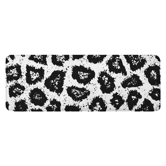 Black Leopard Pattern Kitchen Rug Mat,Kitchen Runner Rugs Non Skid Washable,Decorative Kitchen Floor Mats for Kitchen,Sink,Laundry,17"x47.2"