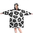 thumbnail image 1 of Black Leopard Pattern Wearable Oversized Blanket,Wearable Blanket Hoodie for Adults,Cozy Hooded Blankets with Super Pockets,Super Warm Fuzzy Pullover for Women & Men, 1 of 6