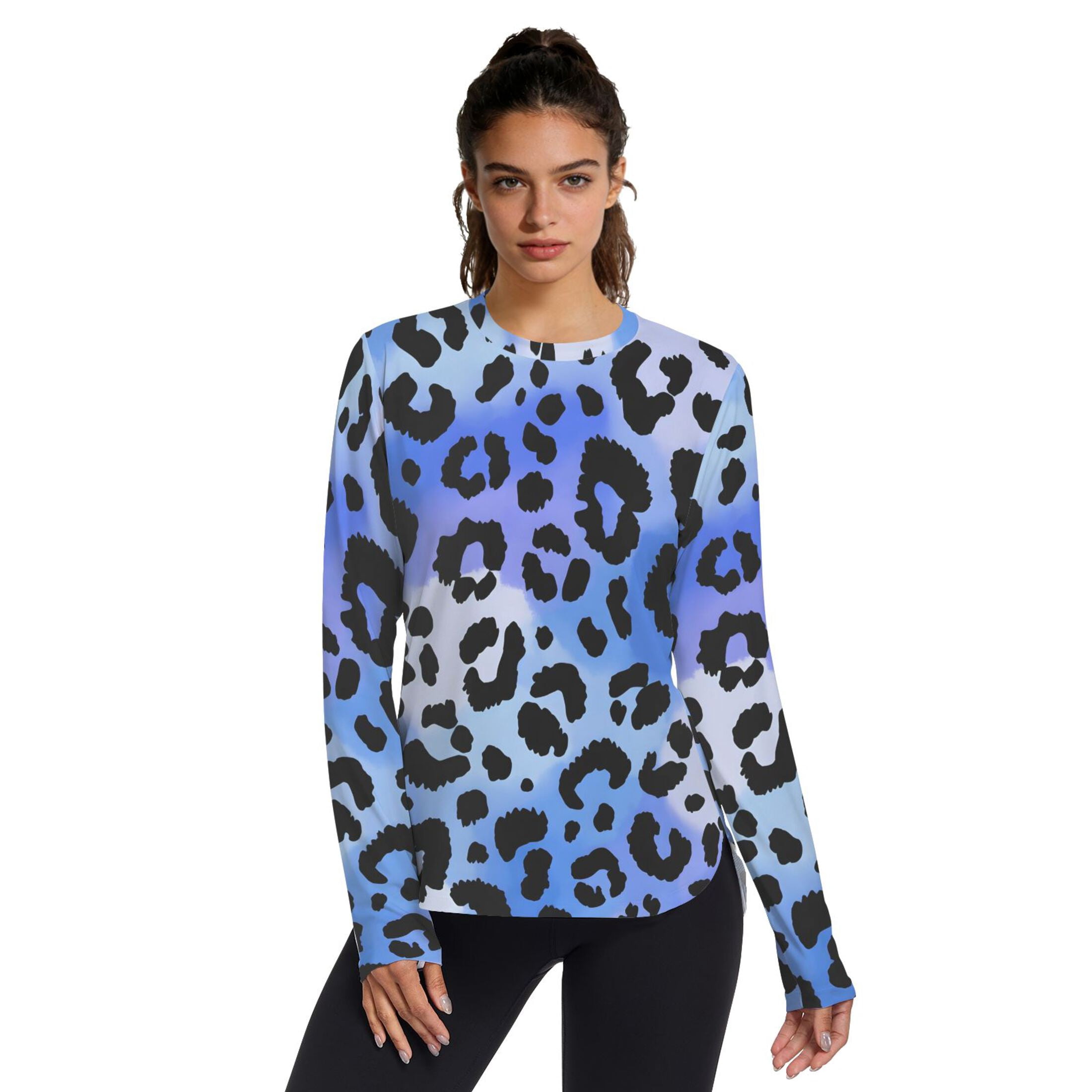 Black Leopard Pattern Women's Activewear UPF 50+ Sun Protection Shirt ...