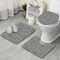 Black Leopard Print Bathroom Rugs Sets 3 Piece,Toilet Cover Set,Absorbent Non Slip Bathroom Mats Sets with U-Shaped Contour Rug Toilet Rug Set