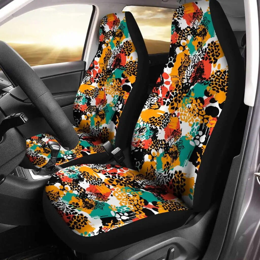 Black Floral Pattern Car Seat Covers Pair, 2 Front selling Seat Covers, Car Seat Protector, Car Accessory, Seat Cover For Car