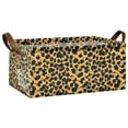 thumbnail image 1 of Black Leopard Print Collapsible Storage Bins Fabric Shelf Baskets with Handles 16.9"x11.4"x7.7" Closet Organizer, 1 of 8