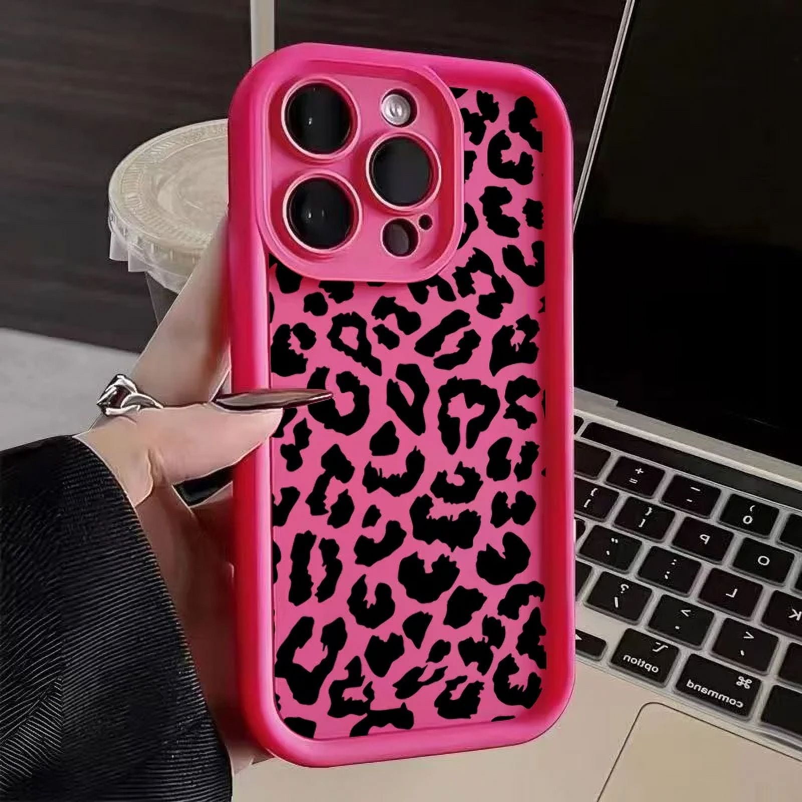 Black Leopard Print Pattern Silicone Phone Case For iPhone 11 12 13 14