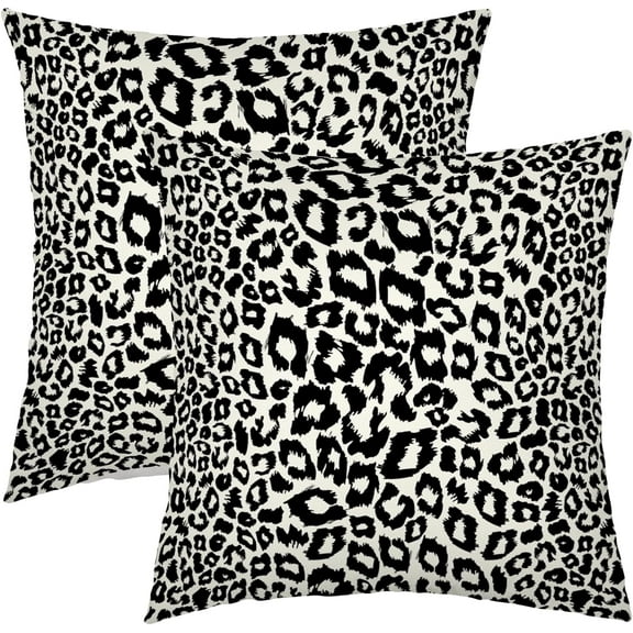 Black Leopard Print Pillow Covers 20x20 Inch Set of 2 Cheetah Animal Spots Decorative Throw Pillows for Couch Farmhouse Square Pillow Cases Home Decor for Living Room Sofa Bed Porch Outdoor