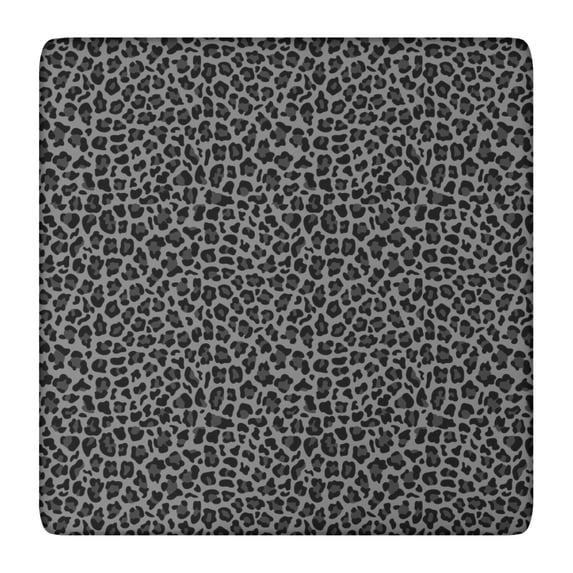 Black Leopard Print Square Fitted Tablecloth with Elastic Edge,Square Table Cover,Washable Elastic Table Cover for Home Kitchen Party Decor 36"x36"