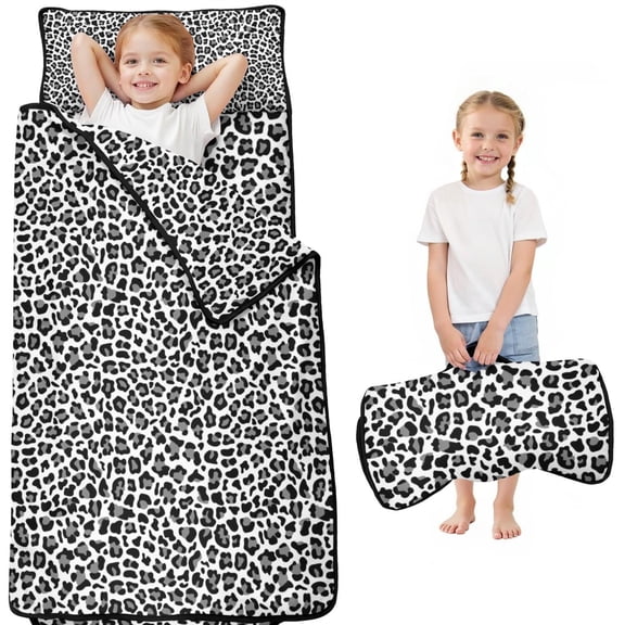 Black Leopard Print Toddler Nap Mats for Kids Preschool,Sleeping Mat Bag or Kids,Toddler Sleeping Bag,Toddler Nap Mat or Daycare