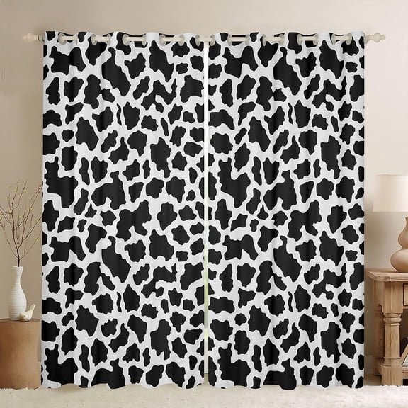 Black Leopard Print Window Curtain 2 Panels,42"x63" Cheetah Darkening Curtains African Safari Animal Curtains & Drapes Geometric Modern Blackout Curtains