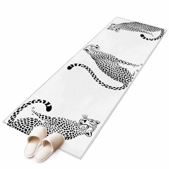 Black Leopard Prints Kitchen Runner Rug 2x6 Washable Runners for Hallway Non Slip Modern Simple Wildlife Spots Texture Large Area Rug Indoor Carpet for Bathroom Laundry Entryway Bedroom Living Room