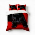 thumbnail image 1 of Black Leopard Red Background Bedding Set 3 Pcs Soft Microfiber Quilt Cover For Bedroom Decor, Comforter Cover With 2 Pillowcase, 1 of 5