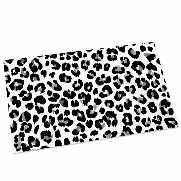 Black Leopard Stripes Door Mat 16x24 Inch Retro Black White Animal Print Entryway Rug with Non-Slip Rubber, Front Door Mat Indoor Floor Mats for Living Room Bathroom Bedroom Home Office